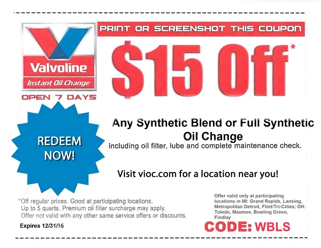 instant oil change coupon